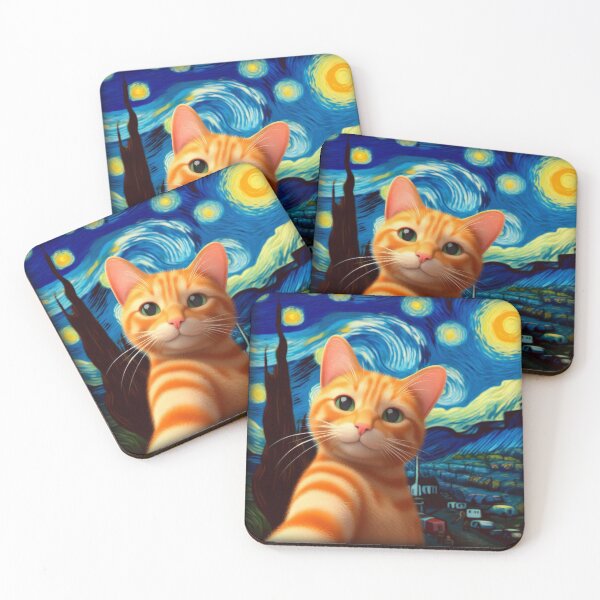 Item preview, Van Gogh Cat Selfie Cat designed and sold by VerveVerseBoo.