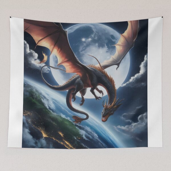 Item preview, Dragon flight in the moonlight. designed and sold by MyHappyArtShop.