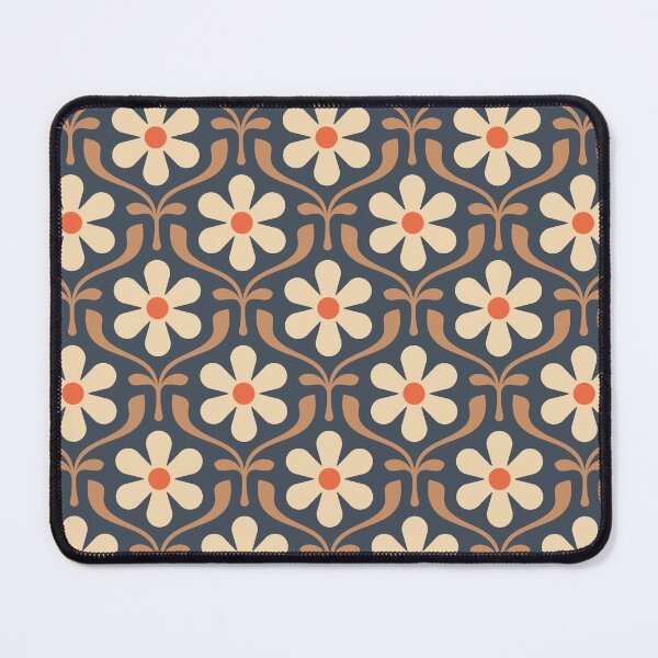 Item preview, KF 0257 D - Vintage Retro Daisy 70s Floral Pattern in Brown, Orange, Navy designed and sold by KhakiFinch.