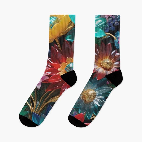 Item preview, 3d glassy colorful flowers, floral poster design, cute artistic style designed and sold by HAKKI ARSLAN.