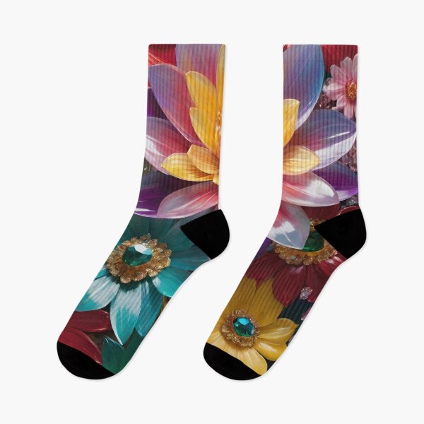 Item preview, 3d glassy colorful flowers, floral poster design, cute artistic style designed and sold by HAKKI ARSLAN.