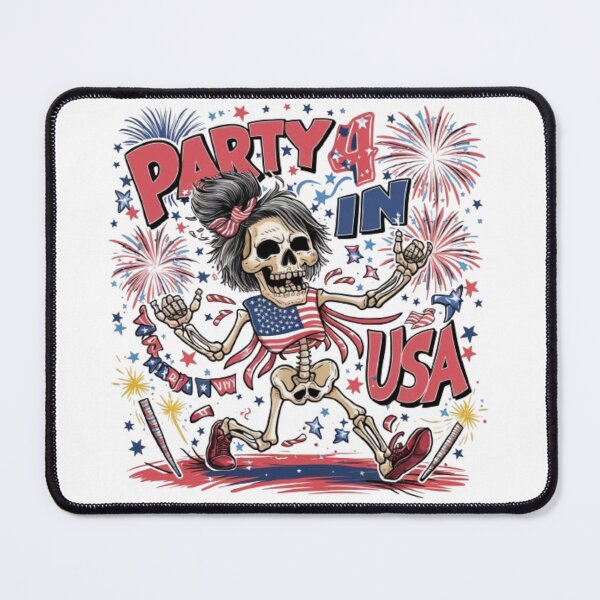 Item preview, Party In USA Messy Bun Skeleton Rock N Roll 4th Of July designed and sold by SztylishDesigns.