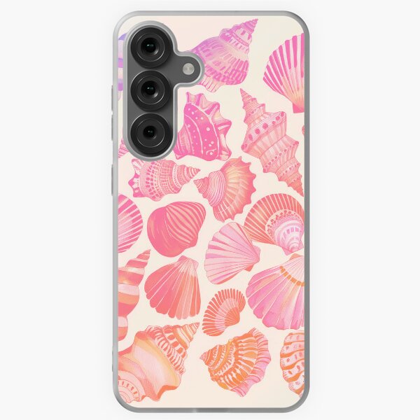 Item preview, Whimsical Pink Seashells with Rainbow Accents - By The Seashore designed and sold by Gentle Echoes Art.