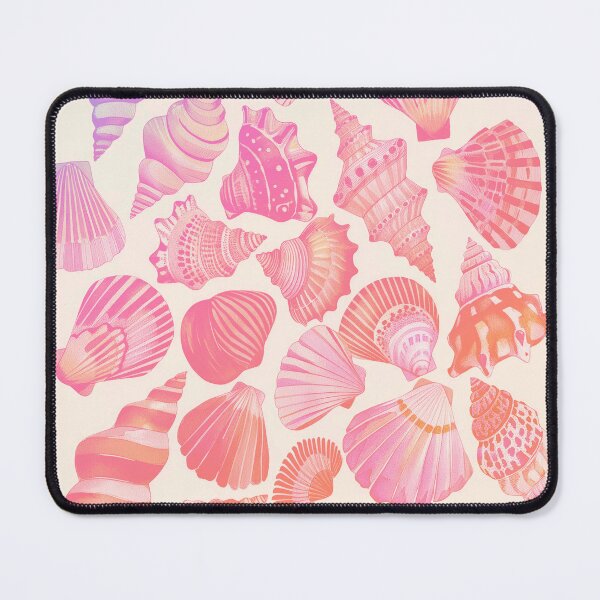 Item preview, Whimsical Pink Seashells with Rainbow Accents - By The Seashore designed and sold by Gourmet Neko Art | .