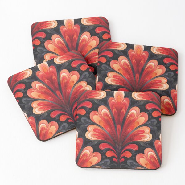 Item preview, Red And Orange Watercolor Floral Pattern On Black Background designed and sold by brandway.
