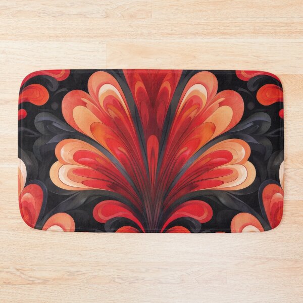 Item preview, Red And Orange Watercolor Floral Pattern On Black Background designed and sold by brandway.