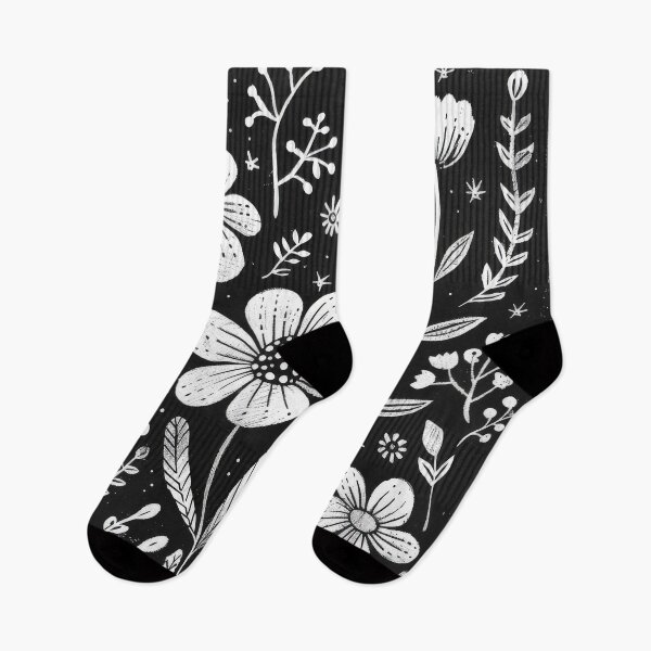 Item preview, White Chalk Flower Illustration On Black Background designed and sold by brandway.
