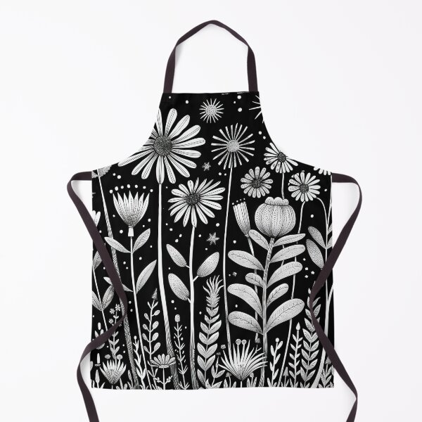 Item preview, Black And White Floral Illustration With Stars On A Dark Background designed and sold by brandway.