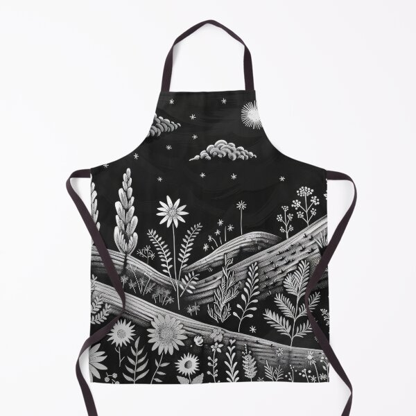Item preview, Black And White Nighttime Landscape With Flowers And Stars designed and sold by brandway.