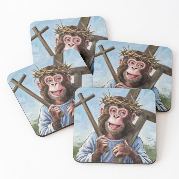 Item preview, JESUS MONKEY PAINTING ."christian monkey lovers  designed and sold by ChristianArt6.