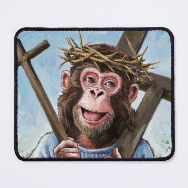 Item preview, JESUS MONKEY PAINTING ."christian monkey lovers designed and sold by ChristianArt6.