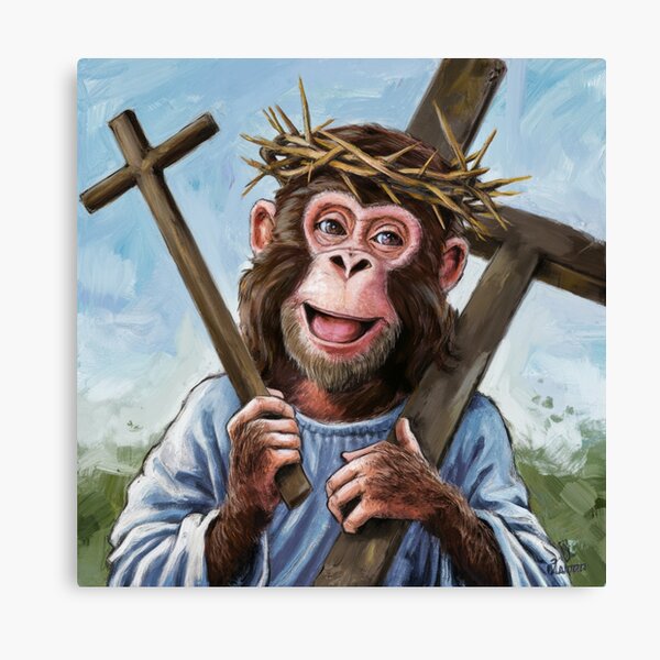 Item preview, JESUS MONKEY PAINTING ."christian monkey lovers  designed and sold by ChristianArt6.