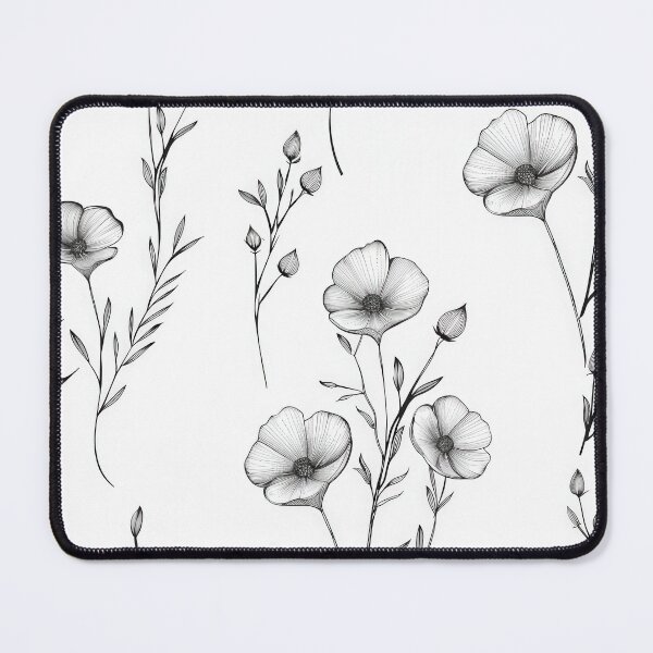 Item preview, Hand-Drawn Black and White Floral Illustration Featuring Delicate Wildflowers designed and sold by brandway.
