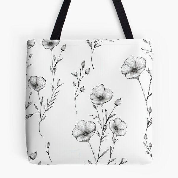 Item preview, Hand-Drawn Black and White Floral Illustration Featuring Delicate Wildflowers designed and sold by brandway.