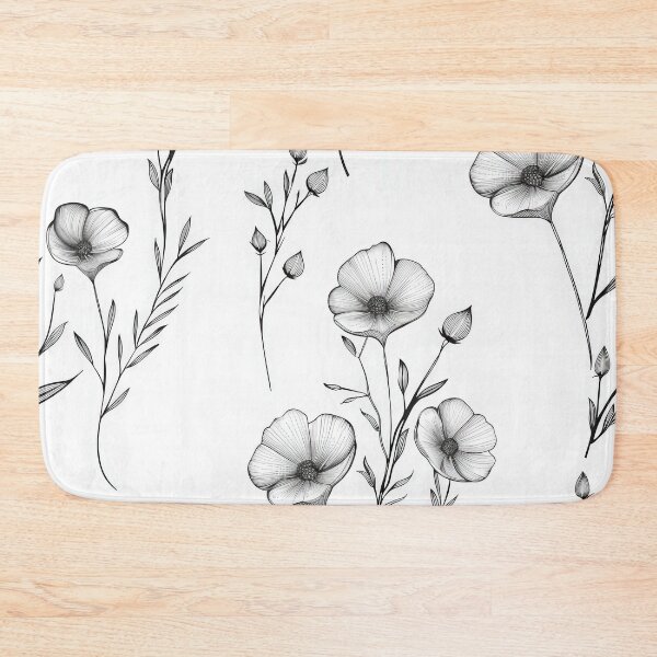 Item preview, Hand-Drawn Black and White Floral Illustration Featuring Delicate Wildflowers designed and sold by brandway.