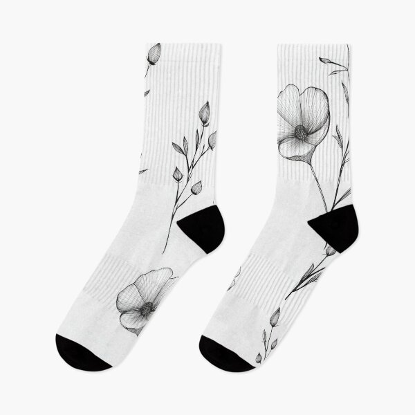 Item preview, Hand-Drawn Black and White Floral Illustration Featuring Delicate Wildflowers designed and sold by brandway.