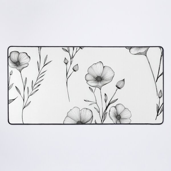 Item preview, Hand-Drawn Black and White Floral Illustration Featuring Delicate Wildflowers designed and sold by brandway.