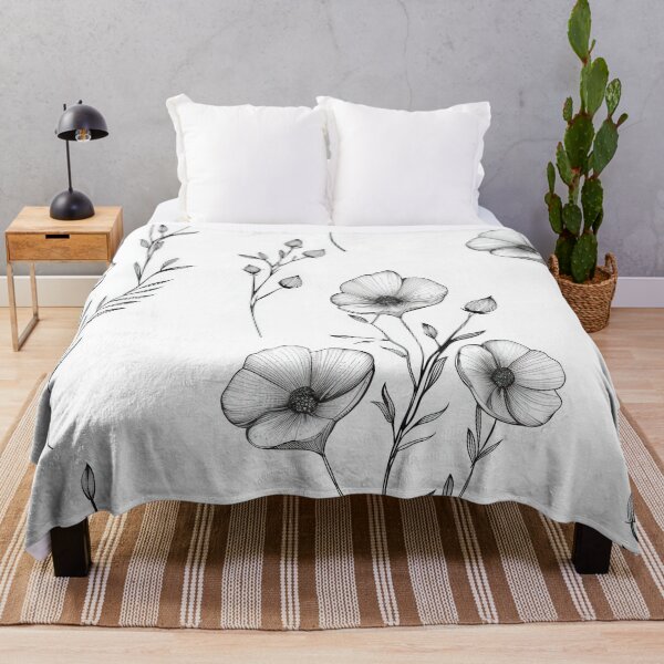 Item preview, Hand-Drawn Black and White Floral Illustration Featuring Delicate Wildflowers designed and sold by brandway.