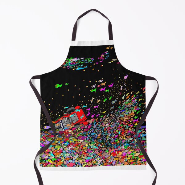 Item preview, a flock of fish in various colors (Black) designed and sold by OceanArtStore.
