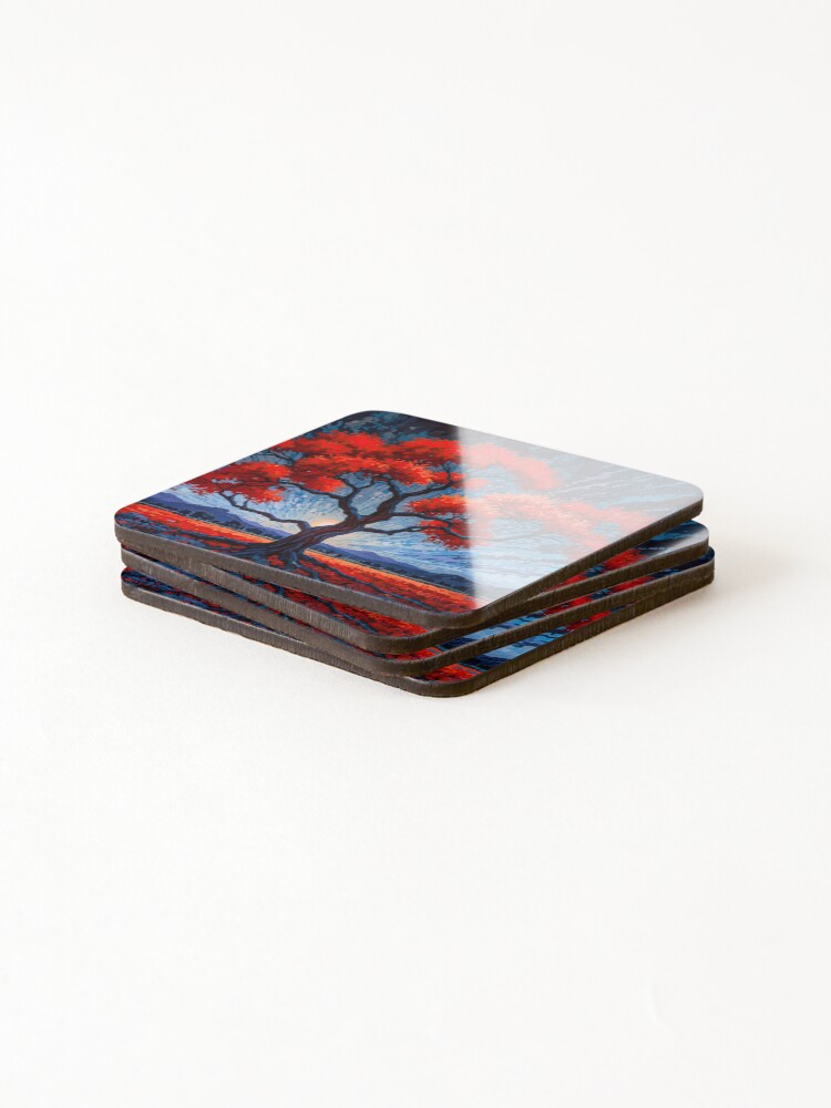 Thumbnail 4 of 5, Coasters (Set of 4), Red Tree No2 designed and sold by RivenWaters.