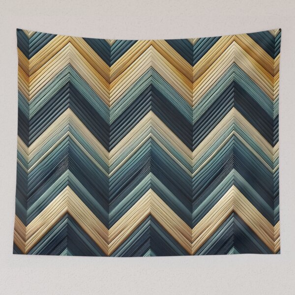 Item preview, Chevron Dark blue and pastel yellow  patterns designed and sold by BlackCatspet1.