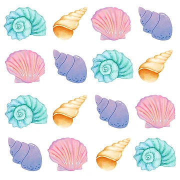 Artwork thumbnail, Colorful Seashells Pattern by PatternCreators