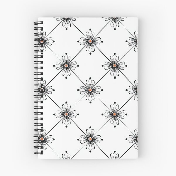 Item preview, Black and White Floral Tile Pattern With Orange Centers designed and sold by brandway.