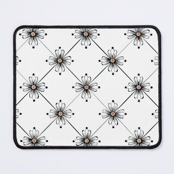 Item preview, Black and White Floral Tile Pattern With Orange Centers designed and sold by brandway.