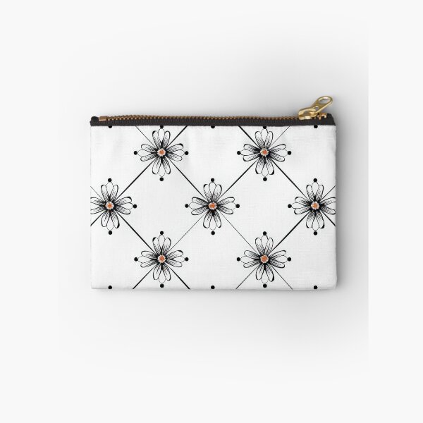 Item preview, Black and White Floral Tile Pattern With Orange Centers designed and sold by brandway.