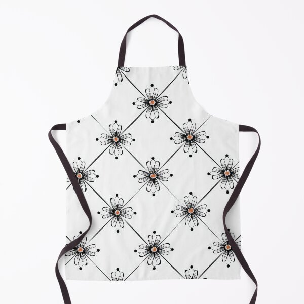 Item preview, Black and White Floral Tile Pattern With Orange Centers designed and sold by brandway.