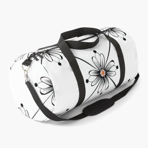 Item preview, Black and White Floral Tile Pattern With Orange Centers designed and sold by brandway.