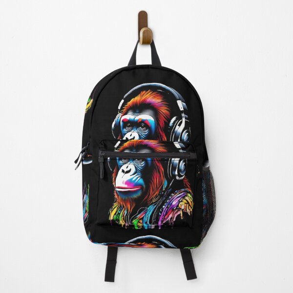 Item preview, Multi coloured tattoo steam punked Orangutan design - 1 on Black background designed and sold by Elizabeth-Banks.