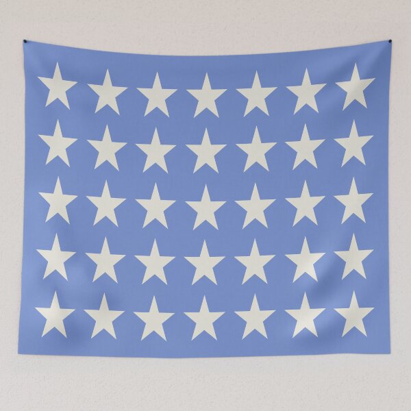 Item preview, Medium CREAM and DANUBE BLUE STARS designed and sold by RachelMacht.