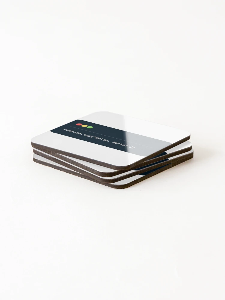 Thumbnail 4 of 5, Coasters (Set of 4), JavaScript Hello World Sticker designed and sold by magica-design.