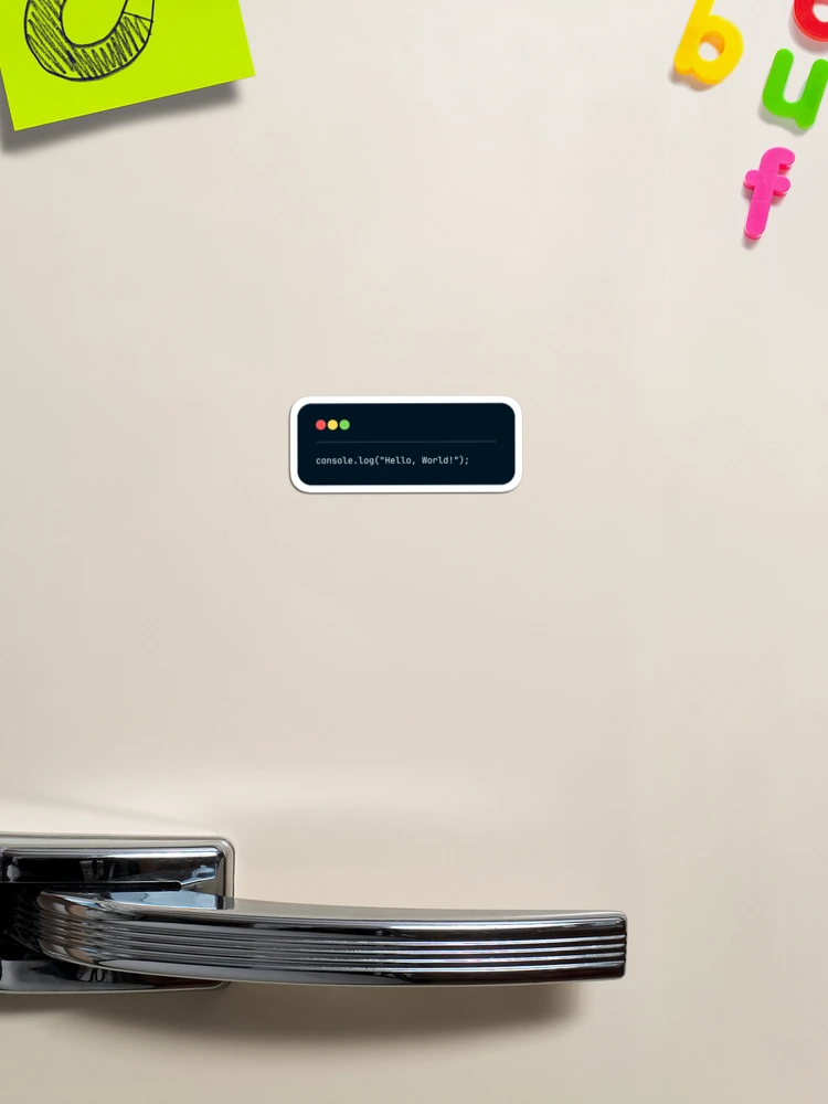 Thumbnail 1 of 3, Magnet, JavaScript Hello World Sticker designed and sold by magica-design.
