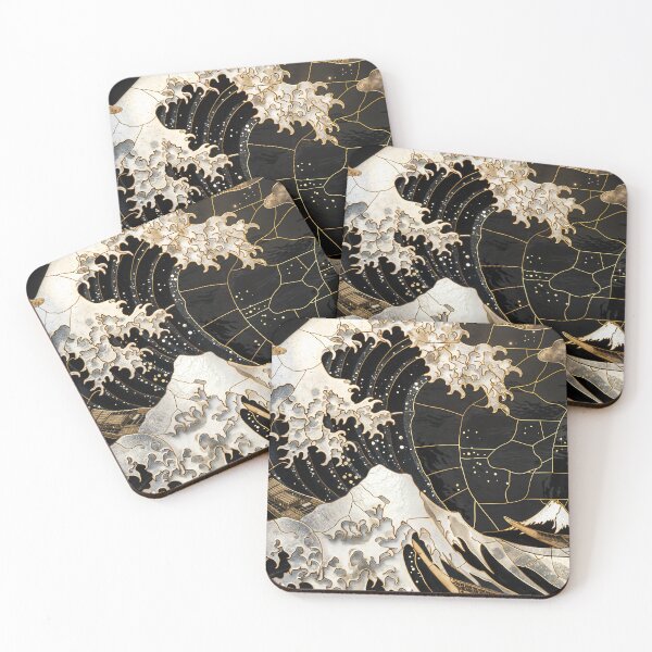 Item preview, Stained Glass Kintsugi Style The Great Wave of Kanagawa designed and sold by Fusion Designs.