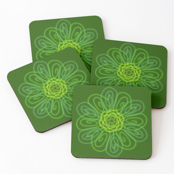 Item preview, Green geometric abstract flower  designed and sold by Stefrait-7.