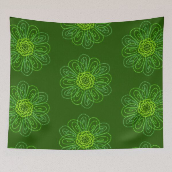 Item preview, Green geometric abstract flower  designed and sold by Stefrait-7.
