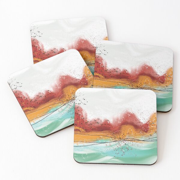 Item preview, Abstract red fiery ocean blue-green waves 2 designed and sold by navitalidesign.