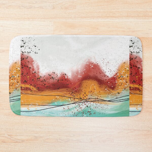 Item preview, Abstract red fiery ocean blue-green waves 2 designed and sold by navitalidesign.