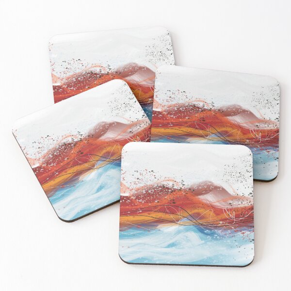 Item preview, Abstract red fiery ocean blue waves 1 designed and sold by navitalidesign.