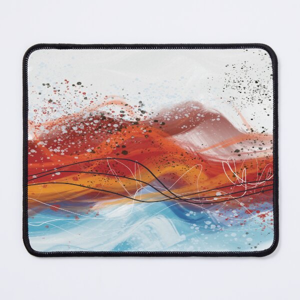Item preview, Abstract red fiery ocean blue waves 1 designed and sold by navitalidesign.