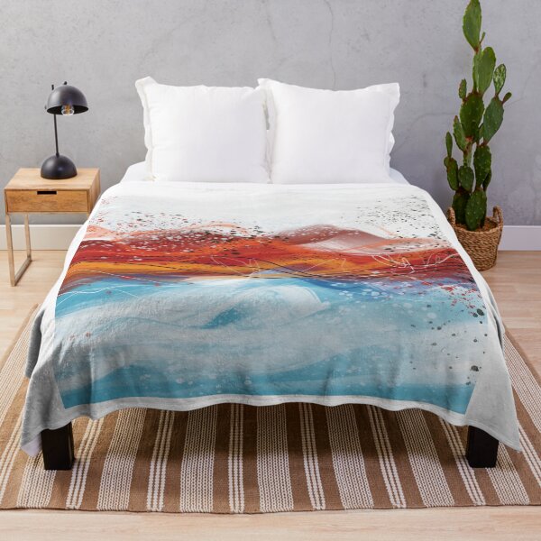 Item preview, Abstract red fiery ocean blue waves 1 designed and sold by navitalidesign.