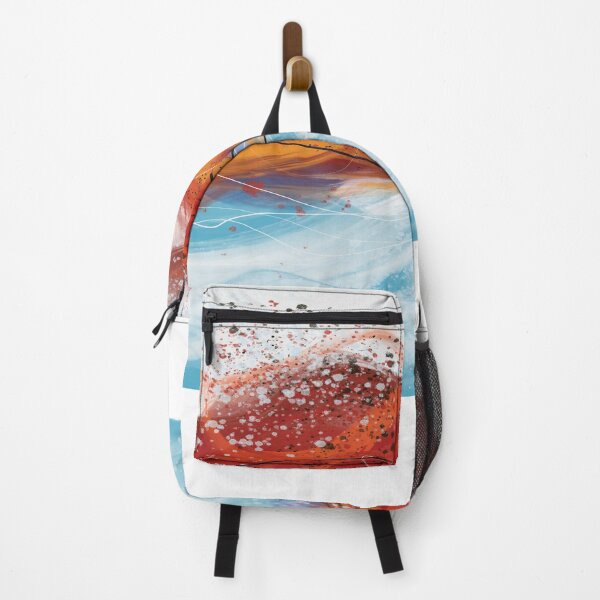 Item preview, Abstract red fiery ocean blue waves 1 designed and sold by navitalidesign.