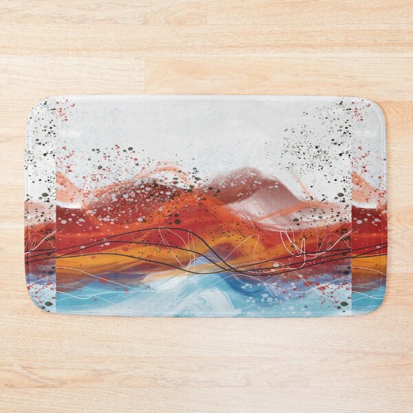 Item preview, Abstract red fiery ocean blue waves 1 designed and sold by navitalidesign.
