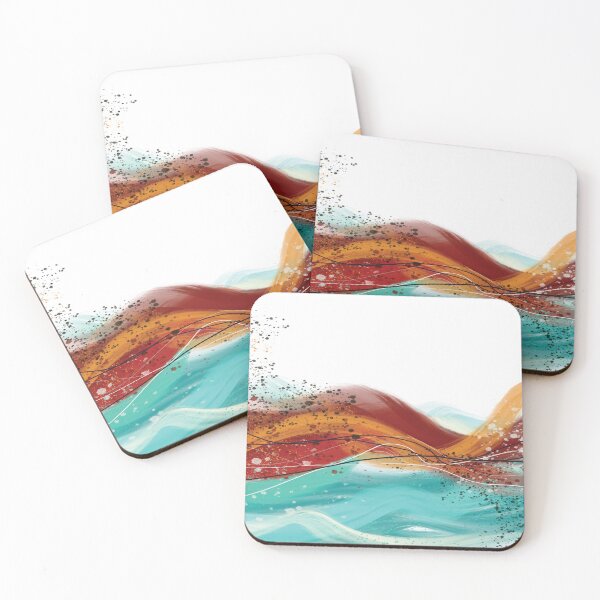 Item preview, Abstract red fiery ocean blue-green waves 3 designed and sold by navitalidesign.