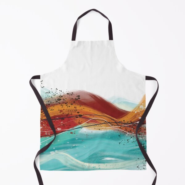 Item preview, Abstract red fiery ocean blue-green waves 3 designed and sold by navitalidesign.