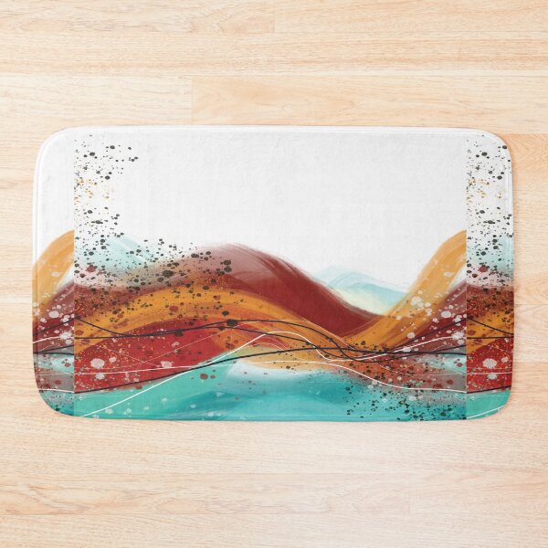 Item preview, Abstract red fiery ocean blue-green waves 3 designed and sold by navitalidesign.