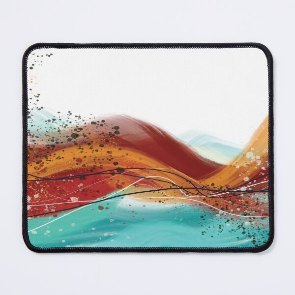 Item preview, Abstract red fiery ocean blue-green waves 3 designed and sold by navitalidesign.
