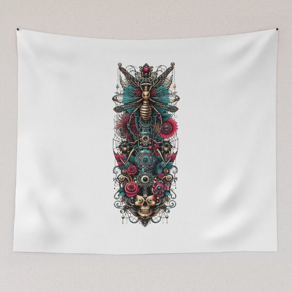 Item preview, Vintage Tattoo Scarab & Skull Anthurium - Classic Nature Inspired Artwork designed and sold by MiszungART.